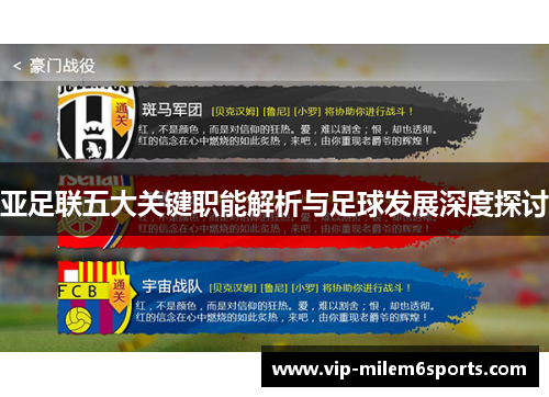 亚足联五大关键职能解析与足球发展深度探讨